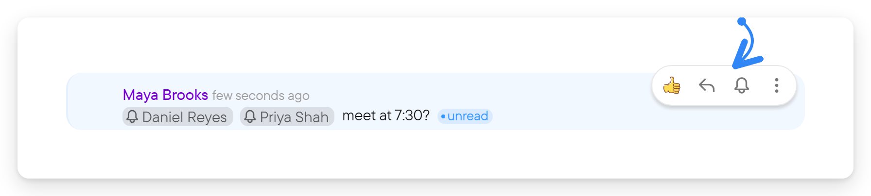 A message with its menu open and the Alert all action.