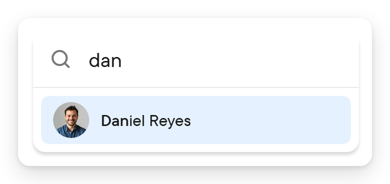 The jump-to-chat popup with a typed name and the matching chat selected.